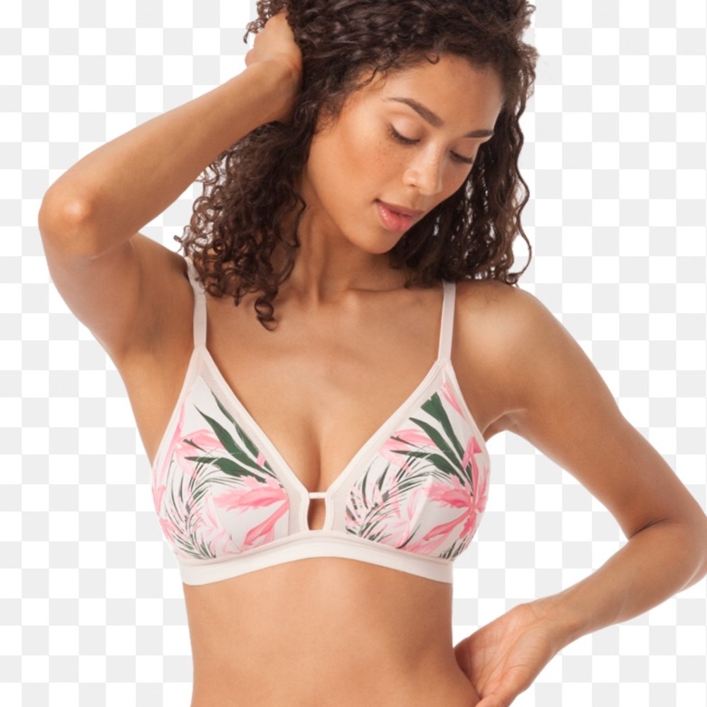 Lively Pink Palm Print Wireless Bralette